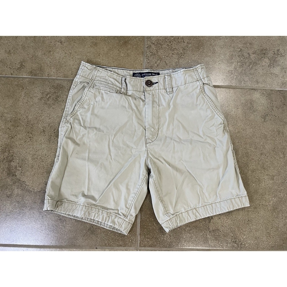 VTG Y2k American Eagle Prep Varsity Chino Shorts Mens 28 Beige Khaki Cotton